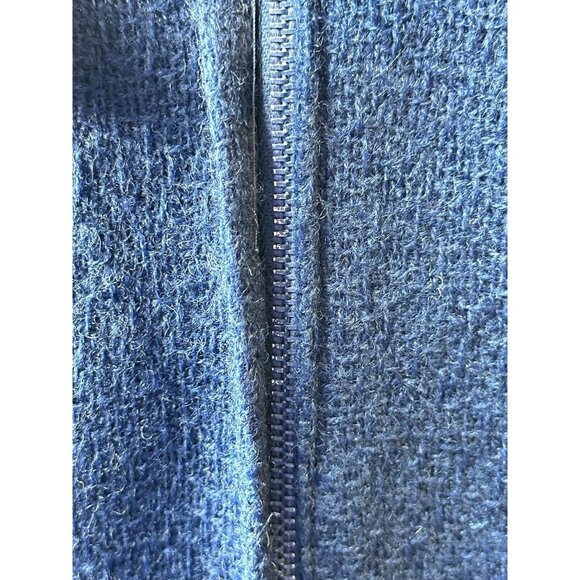 Dress Blue Midi Sheath Fitted Knit Cowl Long Sleeve Theatre Actress Doris Day - Picture 8 of 14